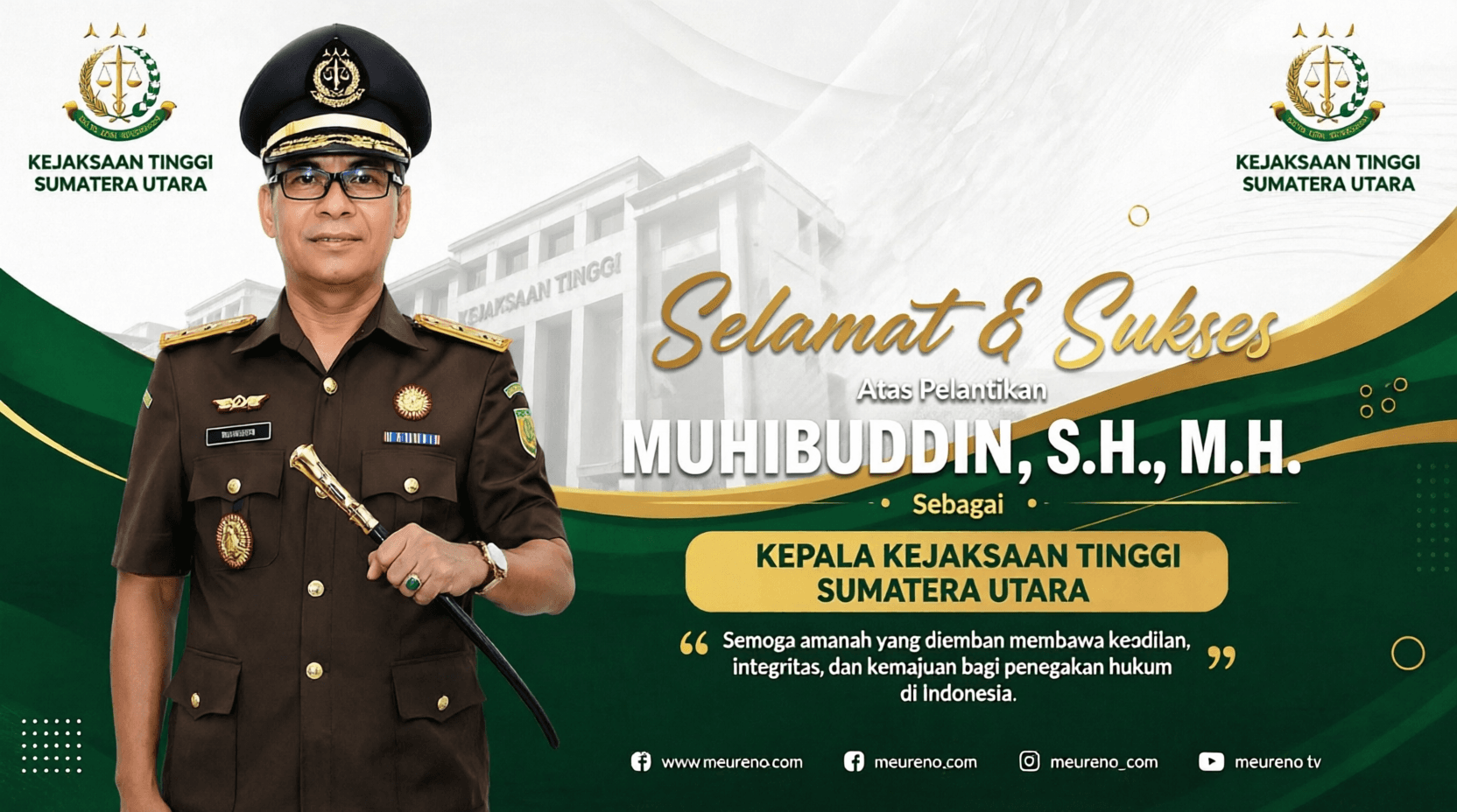 Putra Aceh Muhibuddin Resmi Dilantik Jadi Kajati Sumut, Inspirasi Integritas dari Tanah Rencong